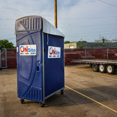 High Rise Portable Restroom at Job Site