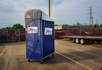 High Rise Portable Restroom at Job Site