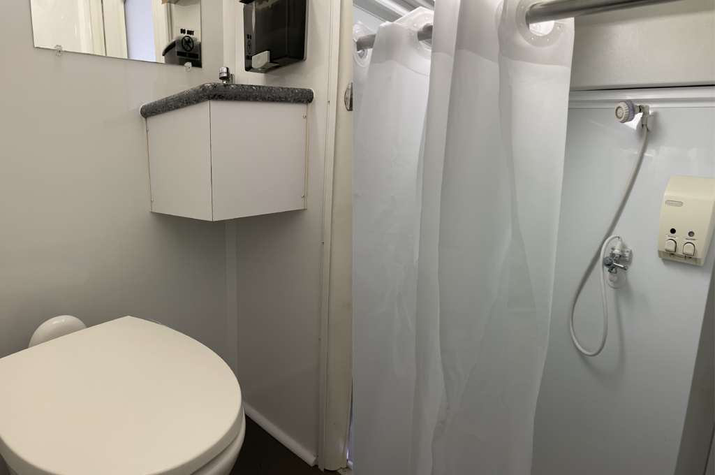 Shower trailer interior