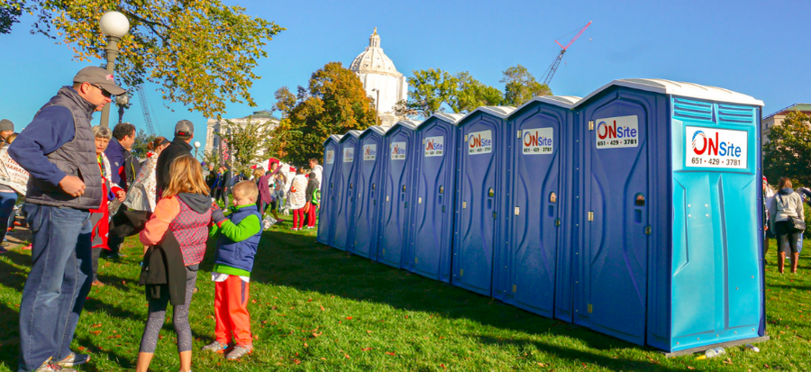 portable restrooms in front of capitol